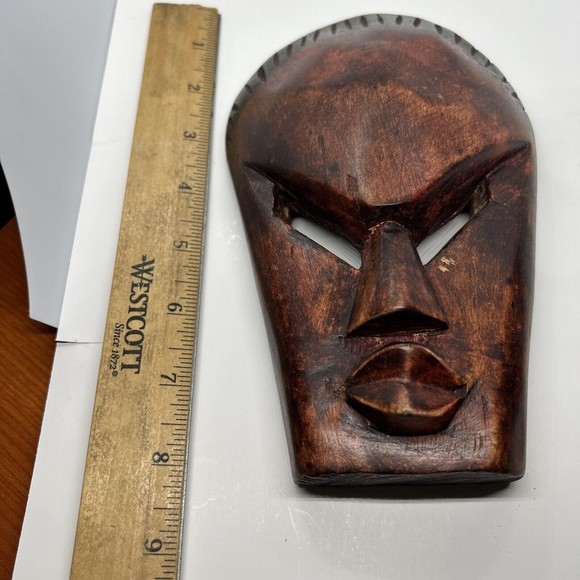 African Tribal/ Ritual Hand Carved  Open Face Mask - Picture 6 of 8